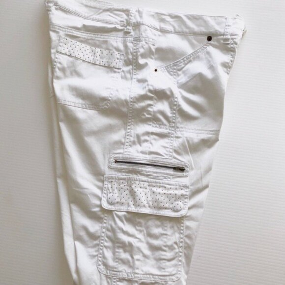 Cache white cooped pants with gold hardware embellishments size 10 - Picture 4 of 8